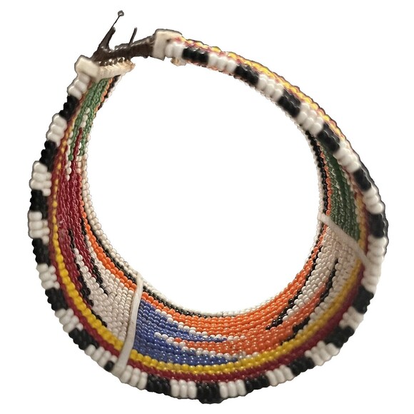 African Cuff Bracelet Beaded Maasai Tribe Handmade Tanzania Africa Bohemian New - Picture 5 of 5